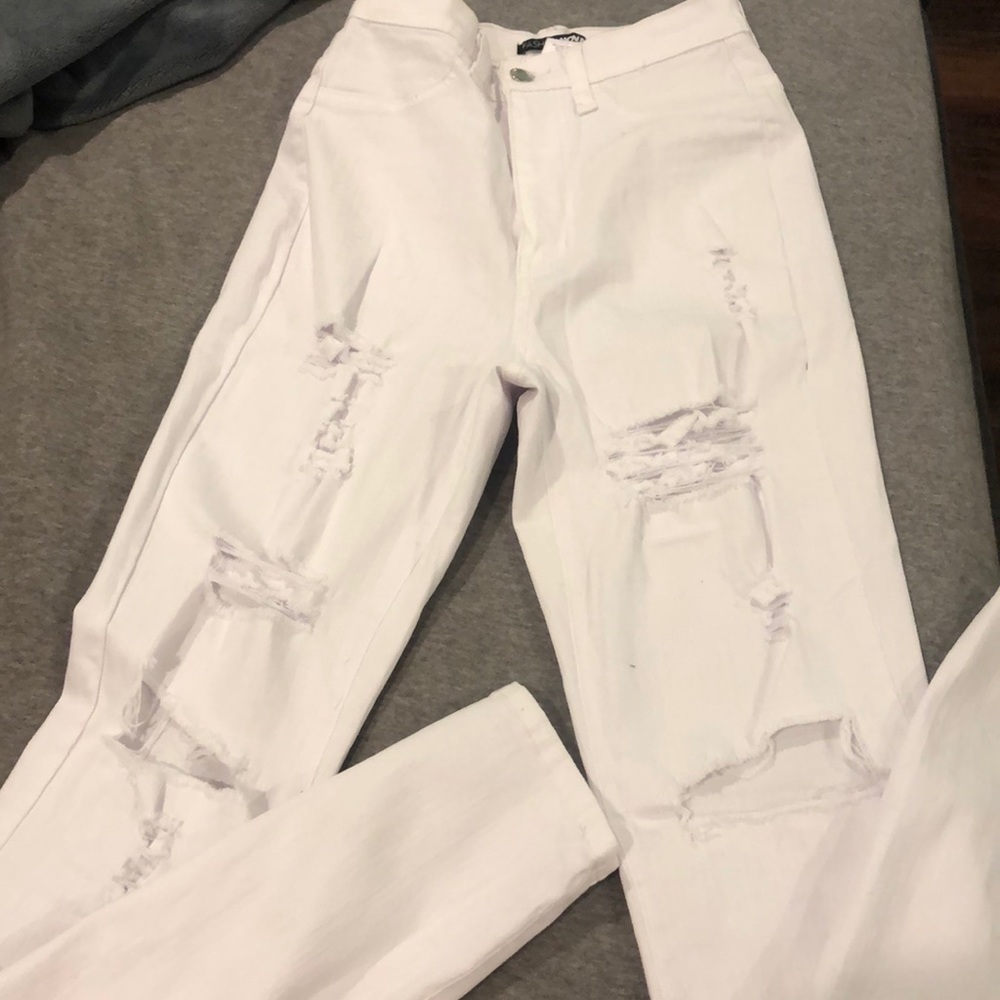 fashion nova white ripped jeans